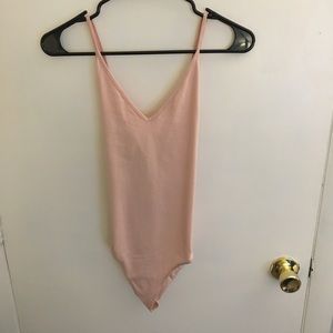 Nude Pink V neck Body Suit